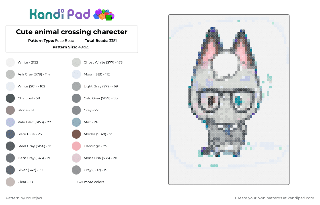 Cute animal crossing charecter - Fuse Bead Pattern by jackiecrossing on Kandi Pad - 