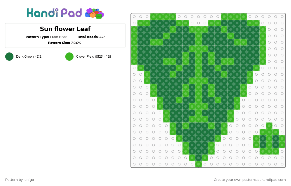 Sun flower Leaf - Fuse Bead Pattern by ichigo on Kandi Pad - green