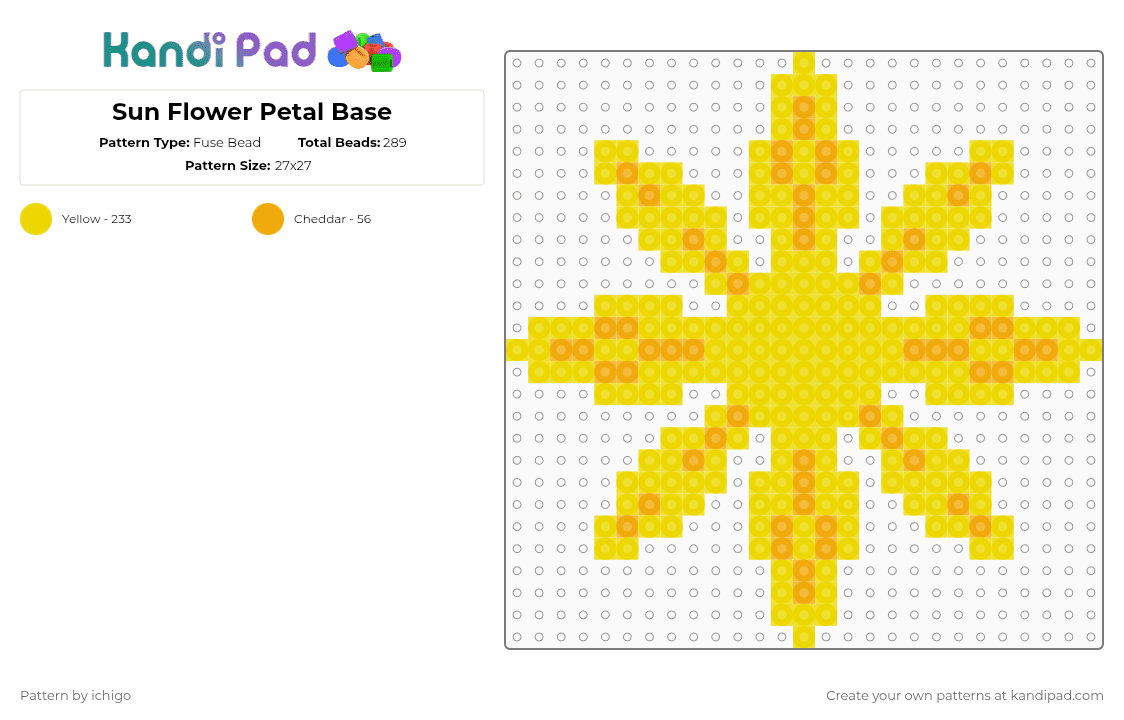 Sun Flower Petal Base - Fuse Bead Pattern by ichigo on Kandi Pad - yellow