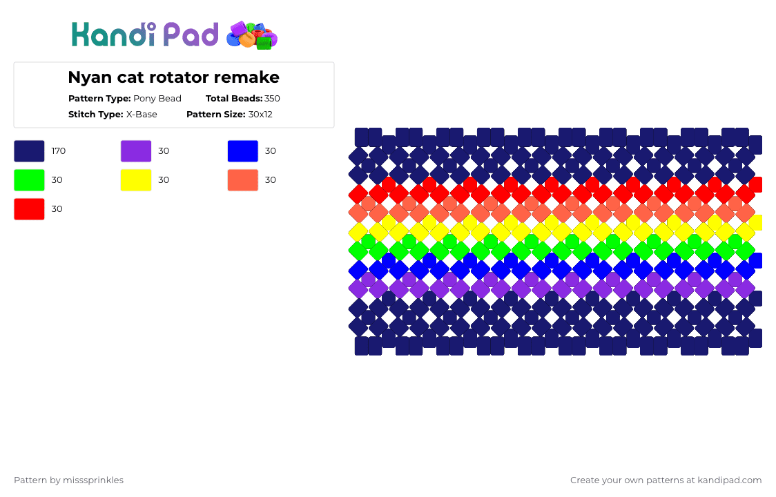 Nyan cat rotator remake - Pony Bead Pattern by misssprinkles on Kandi Pad - purple