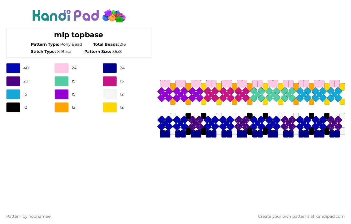 mlp topbase - Pony Bead Pattern by noonamee on Kandi Pad - pink,purple