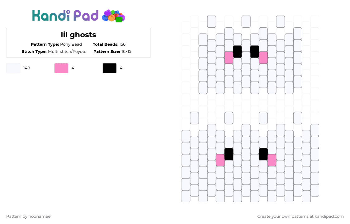 lil ghosts - Pony Bead Pattern by noonamee on Kandi Pad - white