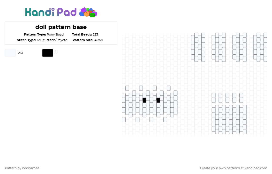 doll pattern base - Pony Bead Pattern by noonamee on Kandi Pad - white