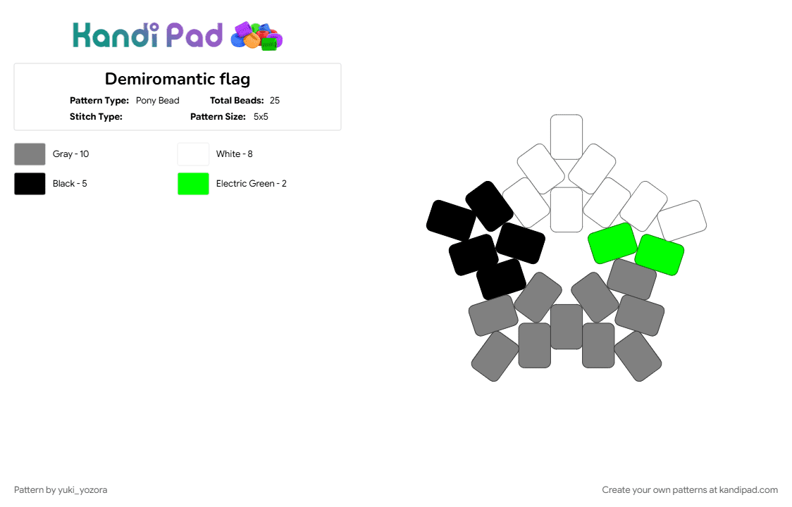 Demiromantic flag - Pony Bead Pattern by yuki_yozora on Kandi Pad - gray
