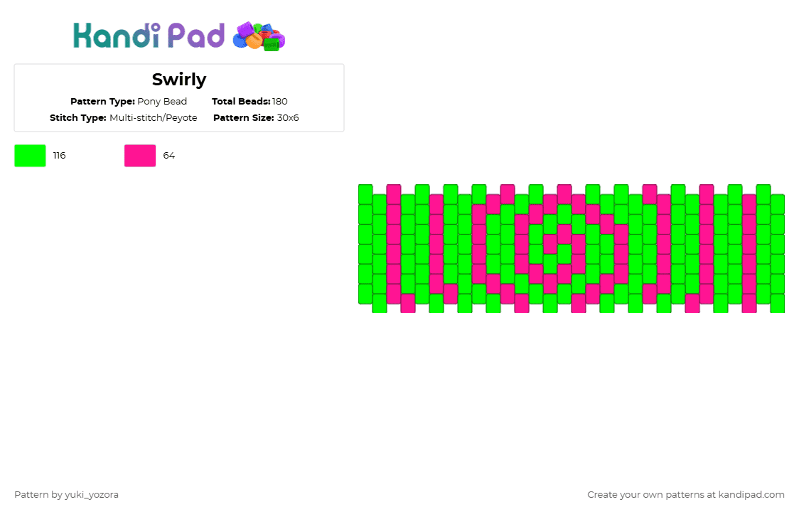 Swirly - Pony Bead Pattern by yuki_yozora on Kandi Pad - green,pink