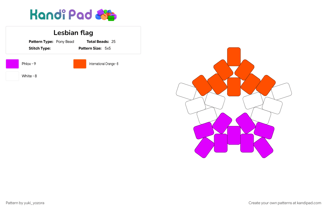 Lesbian flag - Pony Bead Pattern by yuki_yozora on Kandi Pad - orange, pink