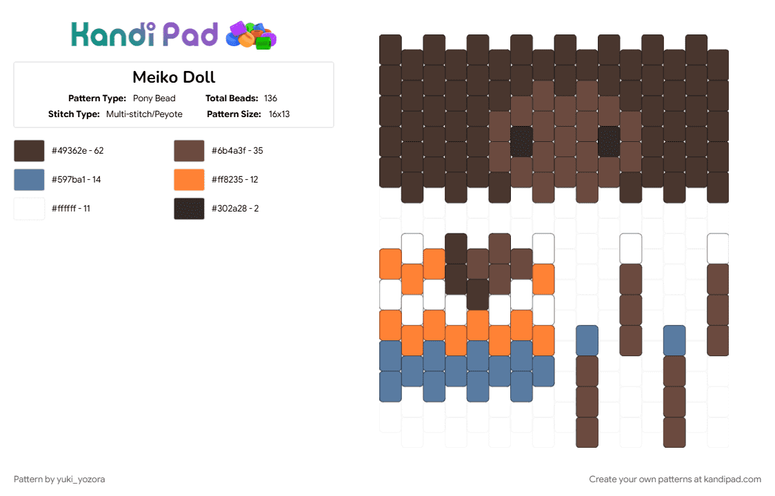 Meiko Doll - Pony Bead Pattern by yuki_yozora on Kandi Pad - 