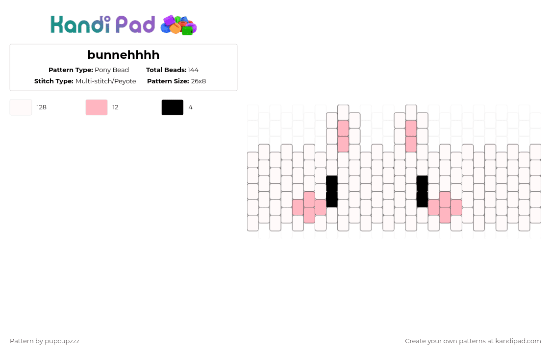 bunnehhhh - Pony Bead Pattern by pupcupzzz on Kandi Pad - white,cute,multistitch,rabbit,bunny
