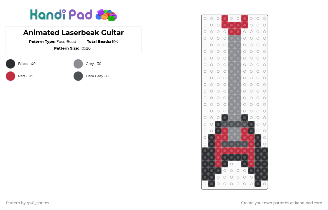 Animated Laserbeak Guitar - Fuse Bead Pattern by rpu1_sprites on Kandi Pad - red,gray,transformers,animated,electric,guitar,laserbeak
