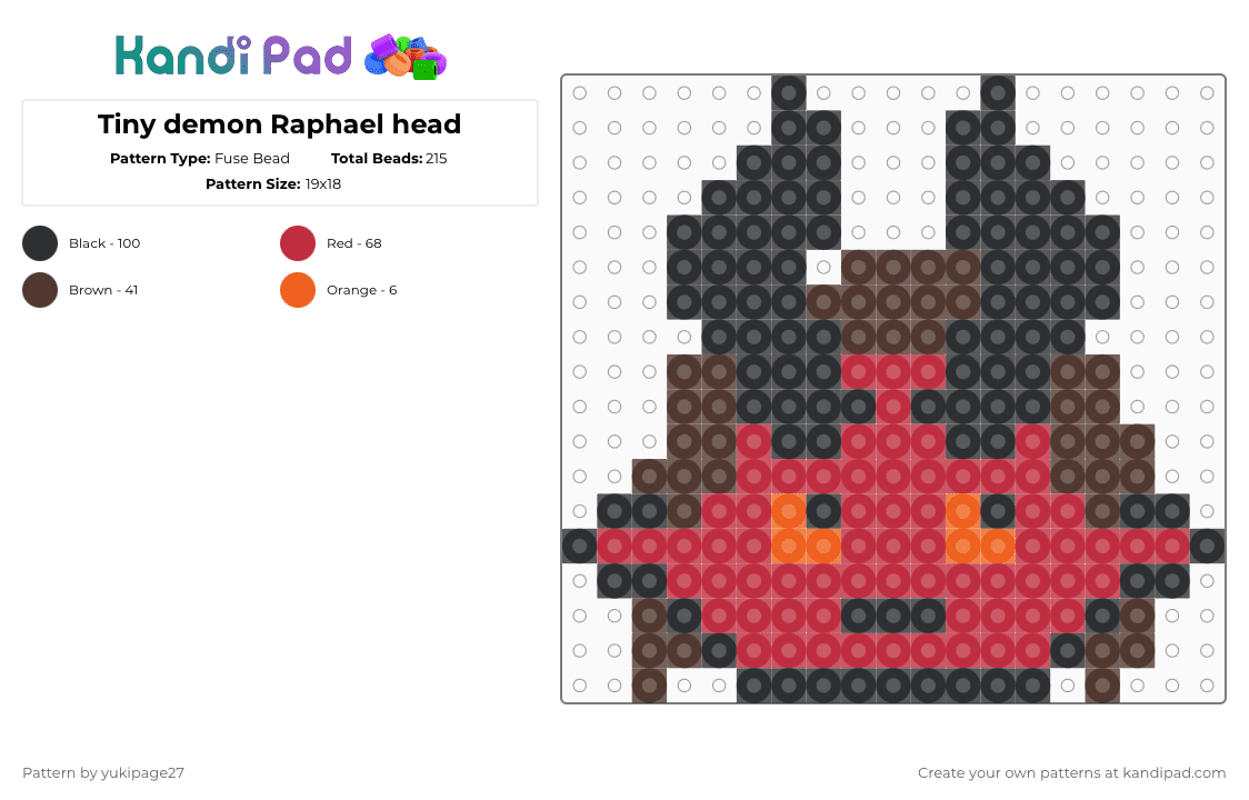 Tiny Demon Raphael (Baldur’s Gate 3) - Fuse Bead Pattern by yukipage27 on Kandi Pad - brown,red,raphael,bg3,baldurs gate 3,video game,bg3 raphael,video game characters,demon