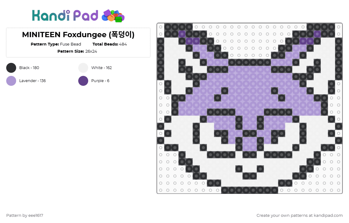 MINITEEN Foxdungee (폭덩이) - Fuse Bead Pattern by eee1617 on Kandi Pad - foxdungee, miniteen, pink, seventeen, wonwoo