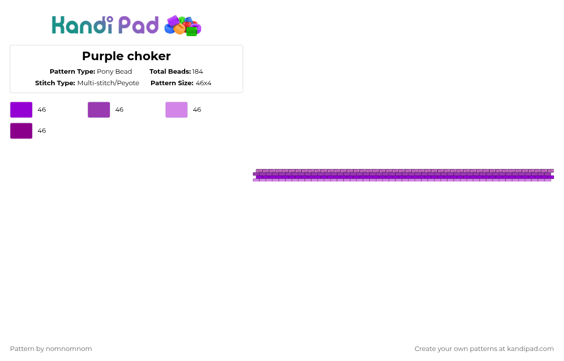 Purple choker - Pony Bead Pattern by nomnomnom on Kandi Pad - pink,choker,purple