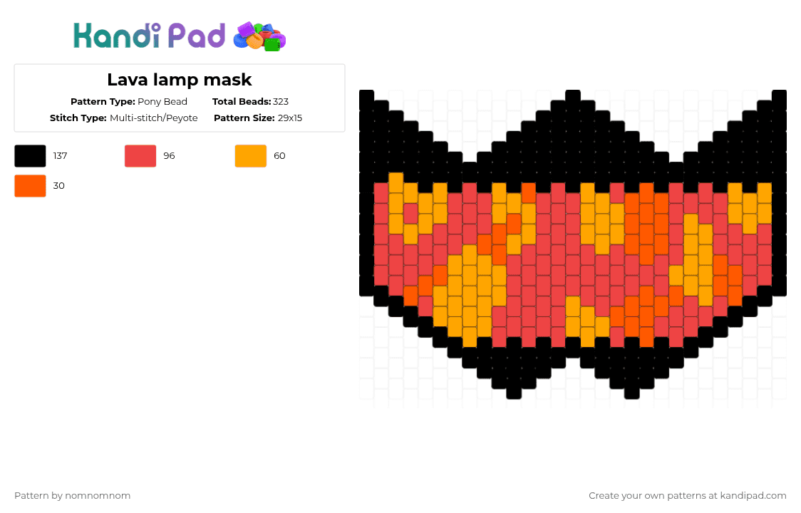Lava lamp mask - Pony Bead Pattern by nomnomnom on Kandi Pad - red,orange,cotdlamps,lava lamp,lava