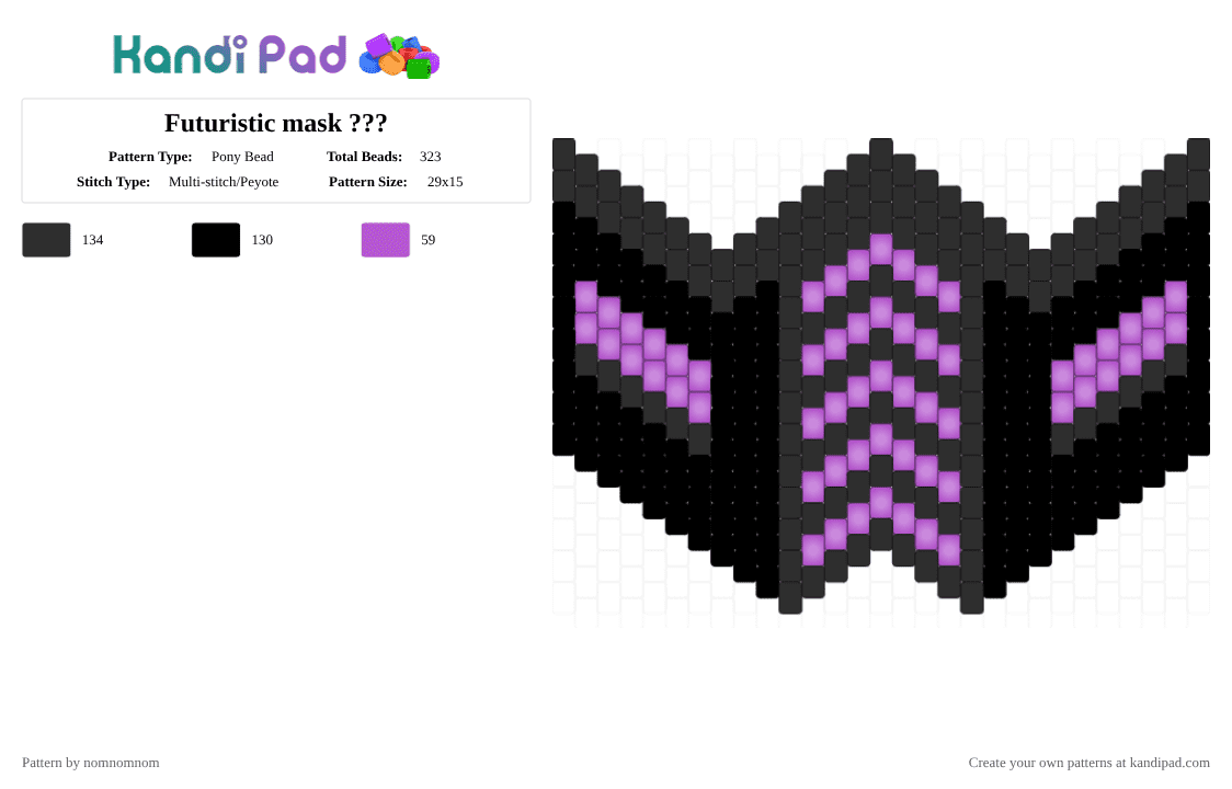 Futuristic mask ??? - Pony Bead Pattern by nomnomnom on Kandi Pad - black,cotdfuturisticcities,future