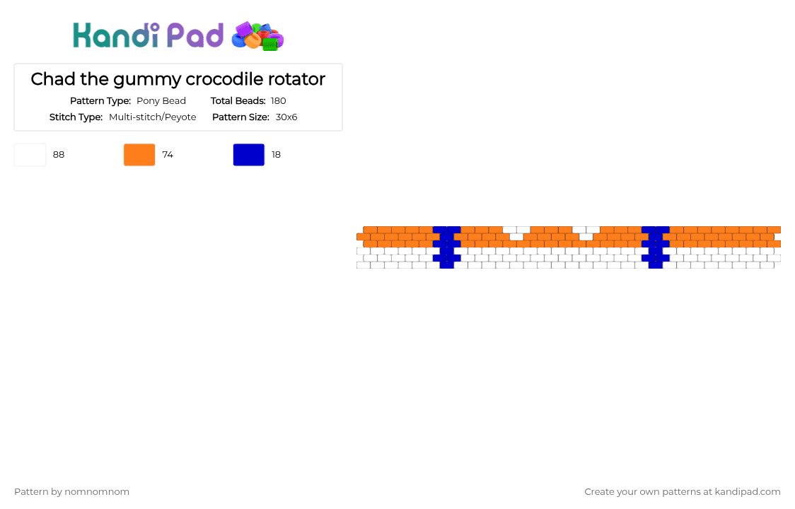 Chad the gummy crocodile rotator - Pony Bead Pattern by nomnomnom on Kandi Pad - bandit, crocodile, gummigoo, orange