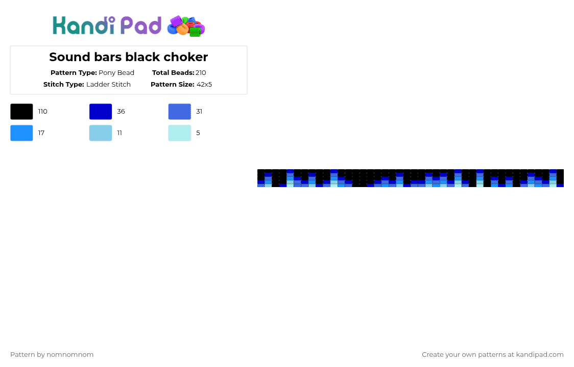Sound bars black choker - Pony Bead Pattern by nomnomnom on Kandi Pad - purple,light blue,choker,blue and black