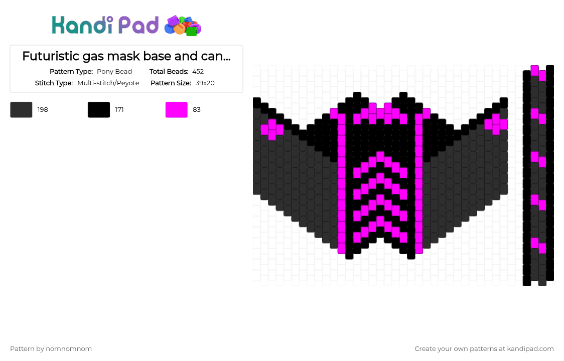 Futuristic gas mask base and cannisters - Pony Bead Pattern by nomnomnom on Kandi Pad - black,cotdfuturisticcities,gas mask,purple,cannisters