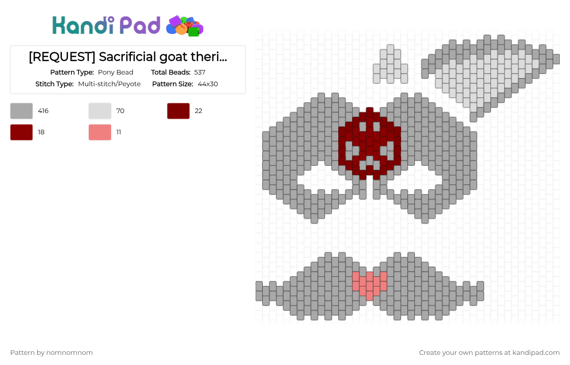 [REQUEST] Sacrificial goat therian mask with a dark red pentagram??? - Pony Bead Pattern by nomnomnom on Kandi Pad - beige,goat,therian mask,pentagram