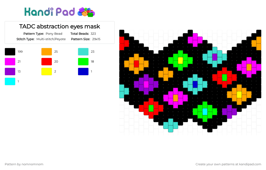 TADC abstraction eyes mask - Pony Bead Pattern by nomnomnom on Kandi Pad - black,light blue,red,colorful,tadc,abstraction,abstract,eyes,the amazing digital circus