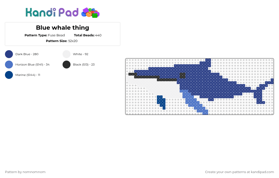 Blue whale thing - Fuse Bead Pattern by nomnomnom on Kandi Pad - blue,cotdbluewhale,whale
