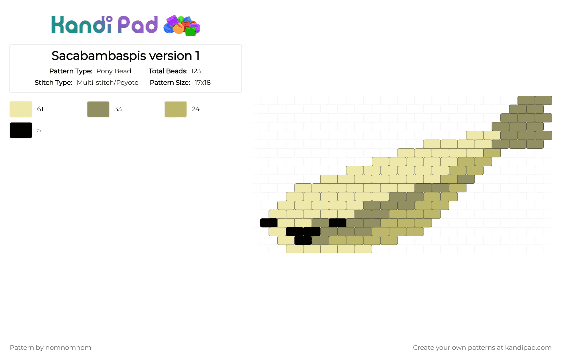 Sacabambaspis version 1 - Pony Bead Pattern by nomnomnom on Kandi Pad - yellow,extinct,fish,old,swim,dino