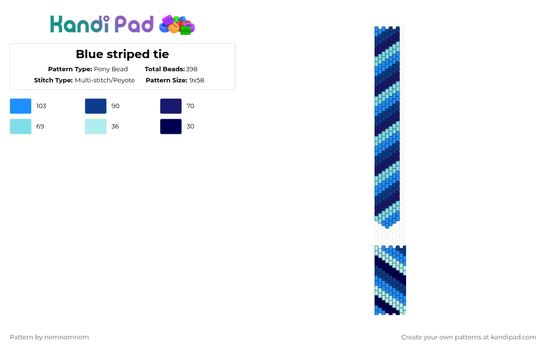 Blue striped tie - Pony Bead Pattern by nomnomnom on Kandi Pad - light blue,tie