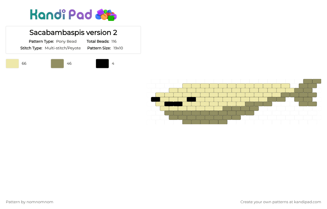Sacabambaspis version 2 - Pony Bead Pattern by nomnomnom on Kandi Pad - yellow,gold,fish,ancient,dino,old,sacabambaspis,adorable,cute