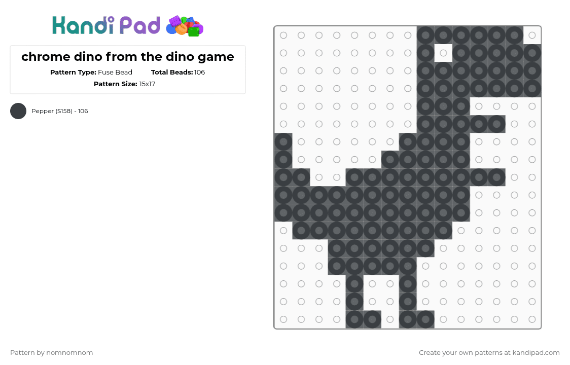 chrome dino from the dino game - Fuse Bead Pattern by nomnomnom on Kandi Pad - black,dino dino dino dino dino dino,dino dino dino dino dino,dino dino dino dino,dino dino dino,dino dino,dino,nom
