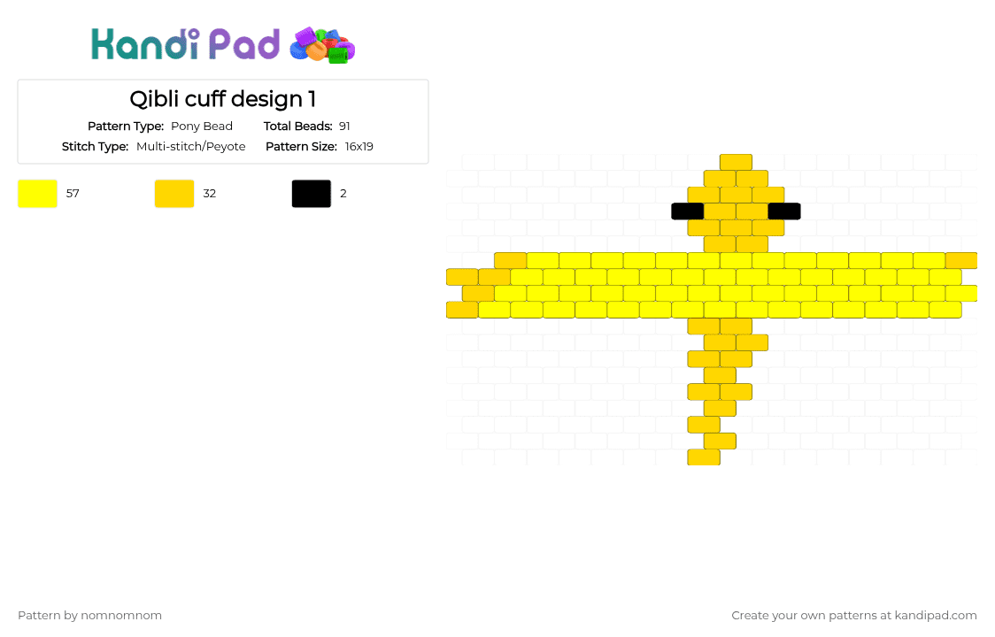 Qibli cuff design 1 - Pony Bead Pattern by nomnomnom on Kandi Pad - dragon, qibli, sandwing, wof, yellow
