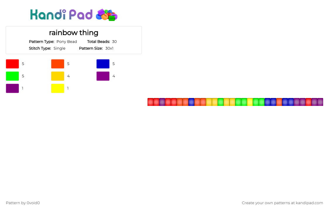 rainbow thing - Pony Bead Pattern by 0void0 on Kandi Pad - red