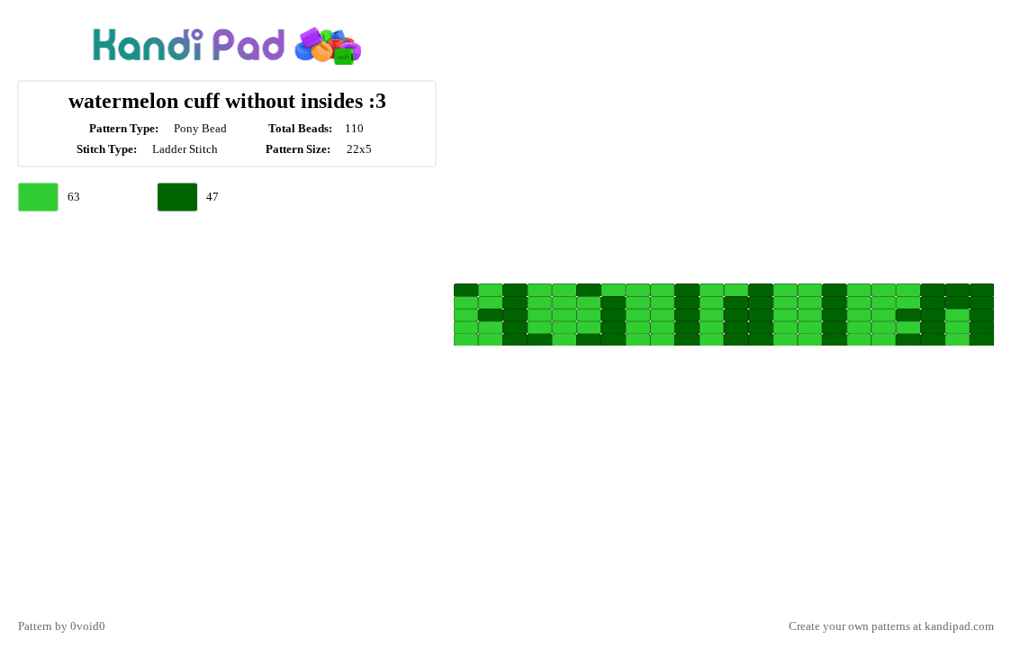 watermelon cuff without insides :3 - Pony Bead Pattern by 0void0 on Kandi Pad - green