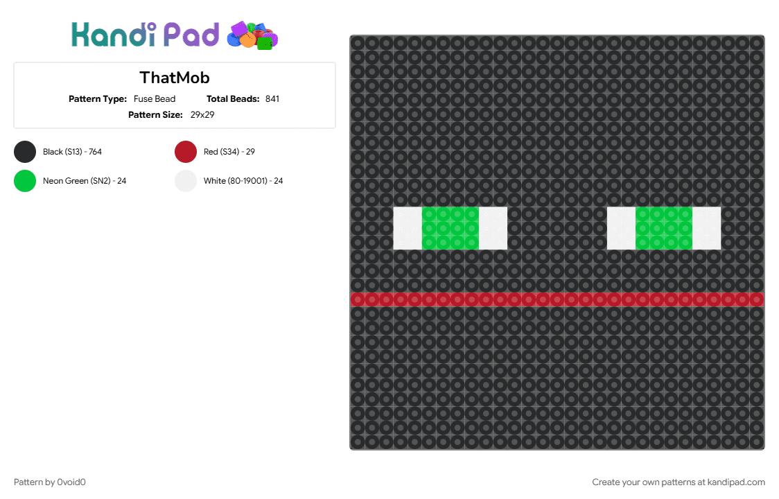ThatMob - Fuse Bead Pattern by 0void0 on Kandi Pad - black, green, red, thatmob, verity
