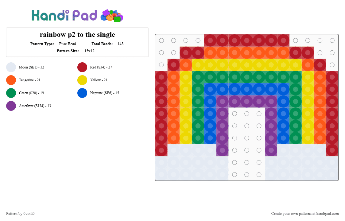 rainbow p2 to the single - Fuse Bead Pattern by 0void0 on Kandi Pad - green, orange, red, yellow