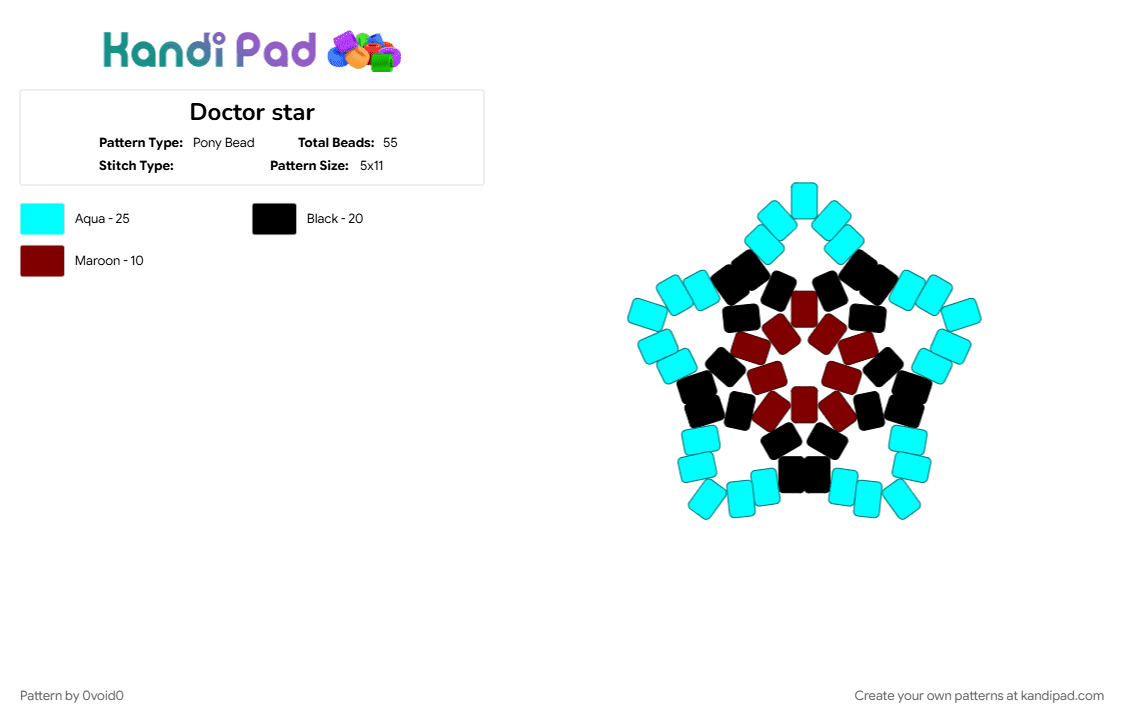 Doctor star - Pony Bead Pattern by 0void0 on Kandi Pad - brown, light blue