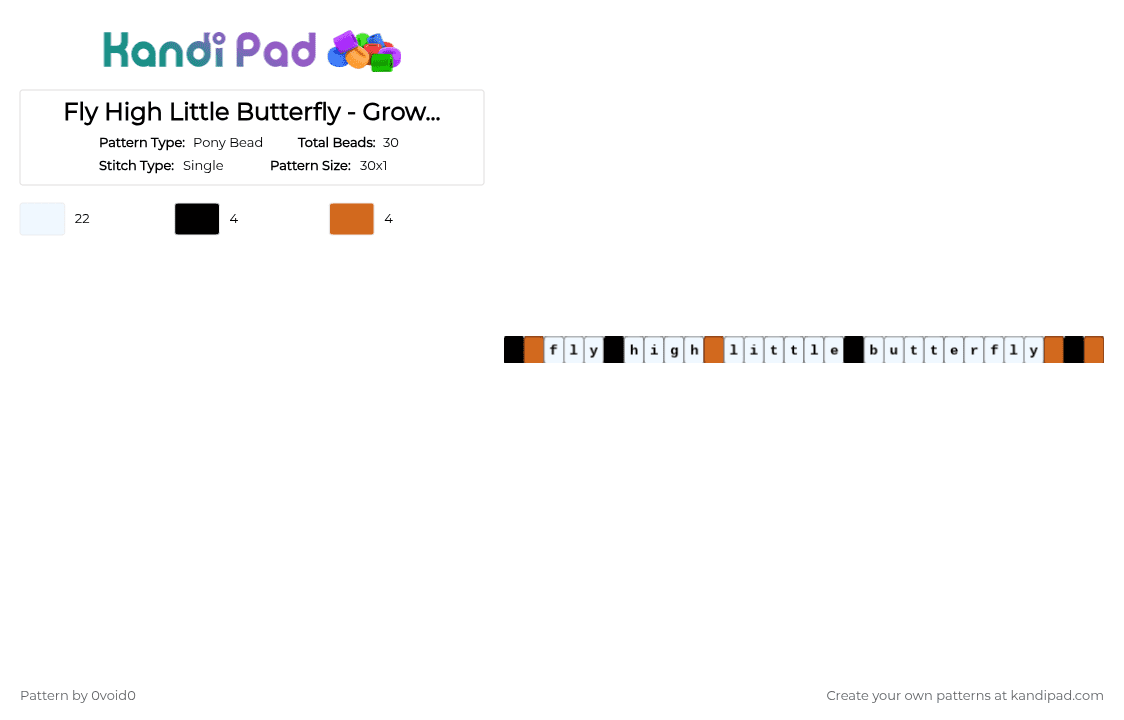 Fly High Little Butterfly - Grow Tall Little Rose single p1 - Pony Bead Pattern by 0void0 on Kandi Pad - white