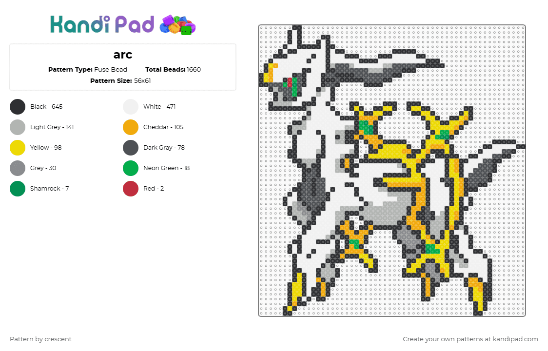 arc - Fuse Bead Pattern by crescent on Kandi Pad - white,yellow,beige,gray,colorful