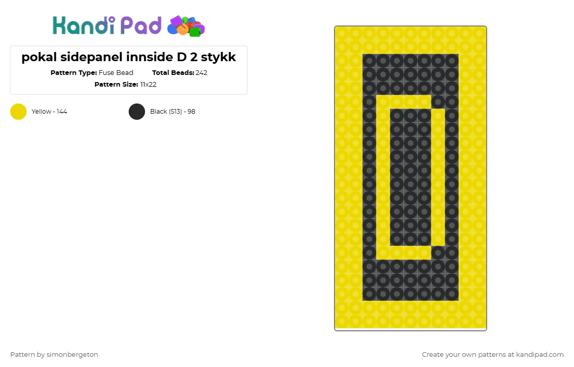 Side Pade Pattern Pokal sidepanel innside D 2 stykk Fuse Bead Pattern - Kandi Pad | Kandi ...
