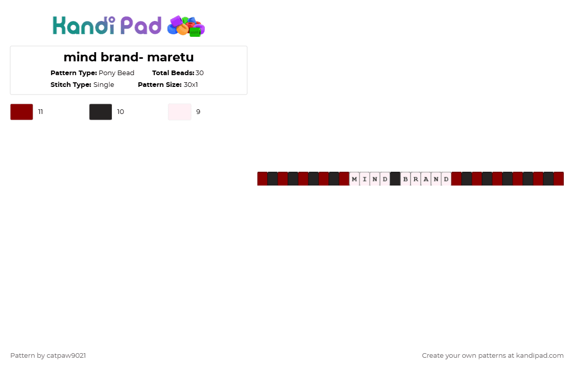 mind brand- maretu - Pony Bead Pattern by catpaw9021 on Kandi Pad - white,red,maretu,vocaloid song