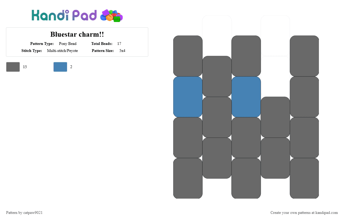 Bluestar charm!! - Pony Bead Pattern by catpaw9021 on Kandi Pad - gray