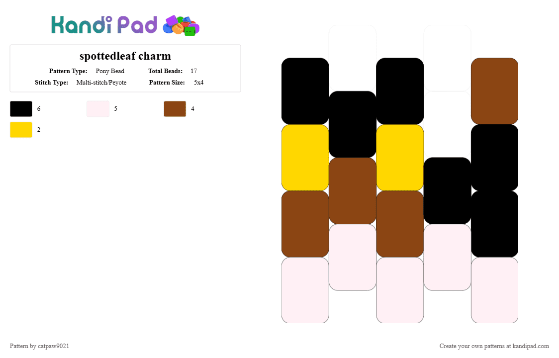 spottedleaf charm - Pony Bead Pattern by catpaw9021 on Kandi Pad - red,yellow
