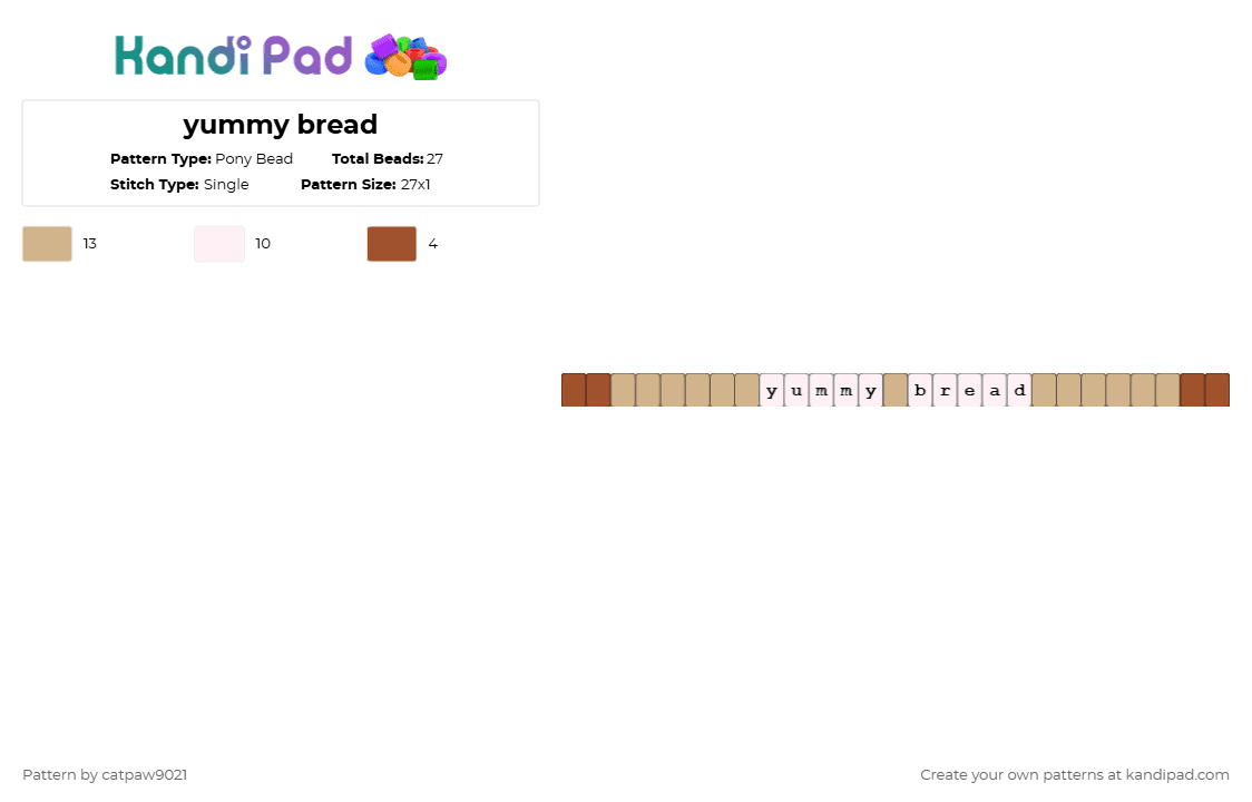 yummy bread - Pony Bead Pattern by catpaw9021 on Kandi Pad - beige,cotdbread