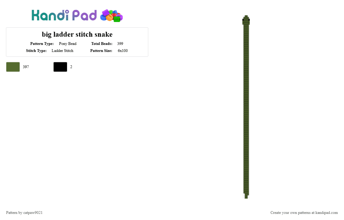 big ladder stitch snake - Pony Bead Pattern by catpaw9021 on Kandi Pad - gold