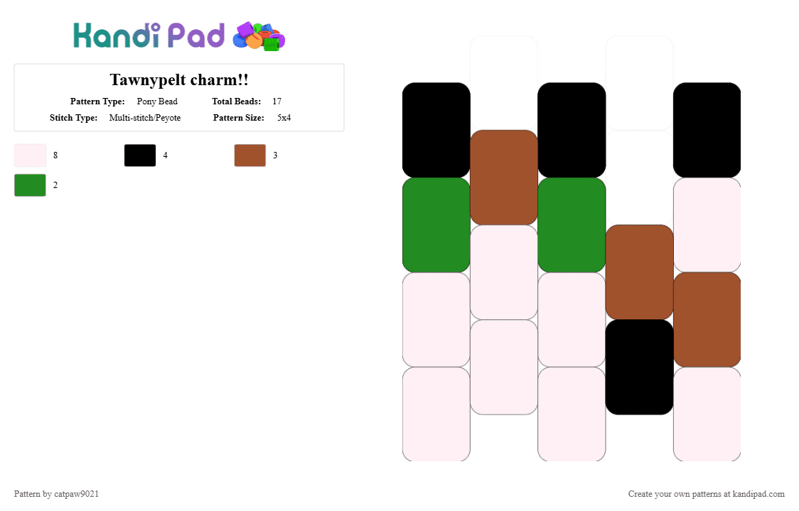 Tawnypelt charm!! - Pony Bead Pattern by catpaw9021 on Kandi Pad - white,green,red