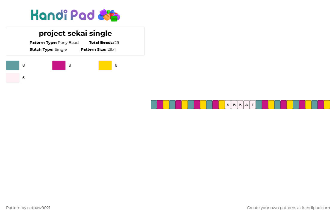 project sekai single - Pony Bead Pattern by catpaw9021 on Kandi Pad - teal,pink,yellow