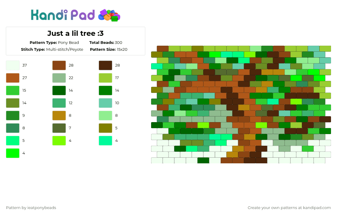 Just a lil tree :3 - Pony Bead Pattern by ieatponybeads on Kandi Pad - red,green,teal,cotdleaves,plant,tree,leaves,leaf,nature