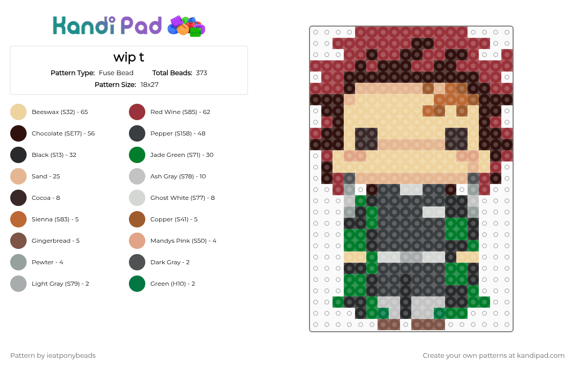 Tanjiro - Fuse Bead Pattern by ieatponybeads on Kandi Pad - beige,brown,red,tanjiro kamado,demon slayer,nezuko,hashira,kny,anime,kamaboko,uppermoon