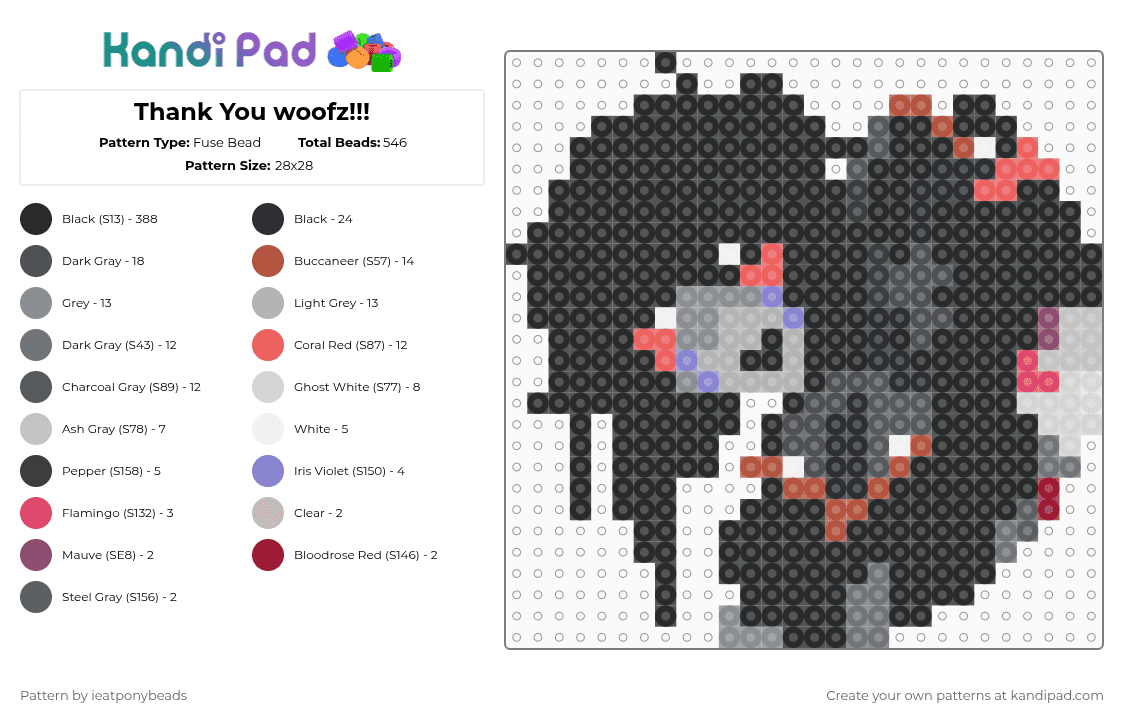 Thank You woofz!!! - Fuse Bead Pattern by ieatponybeads on Kandi Pad - woofz,fnaf,puppet