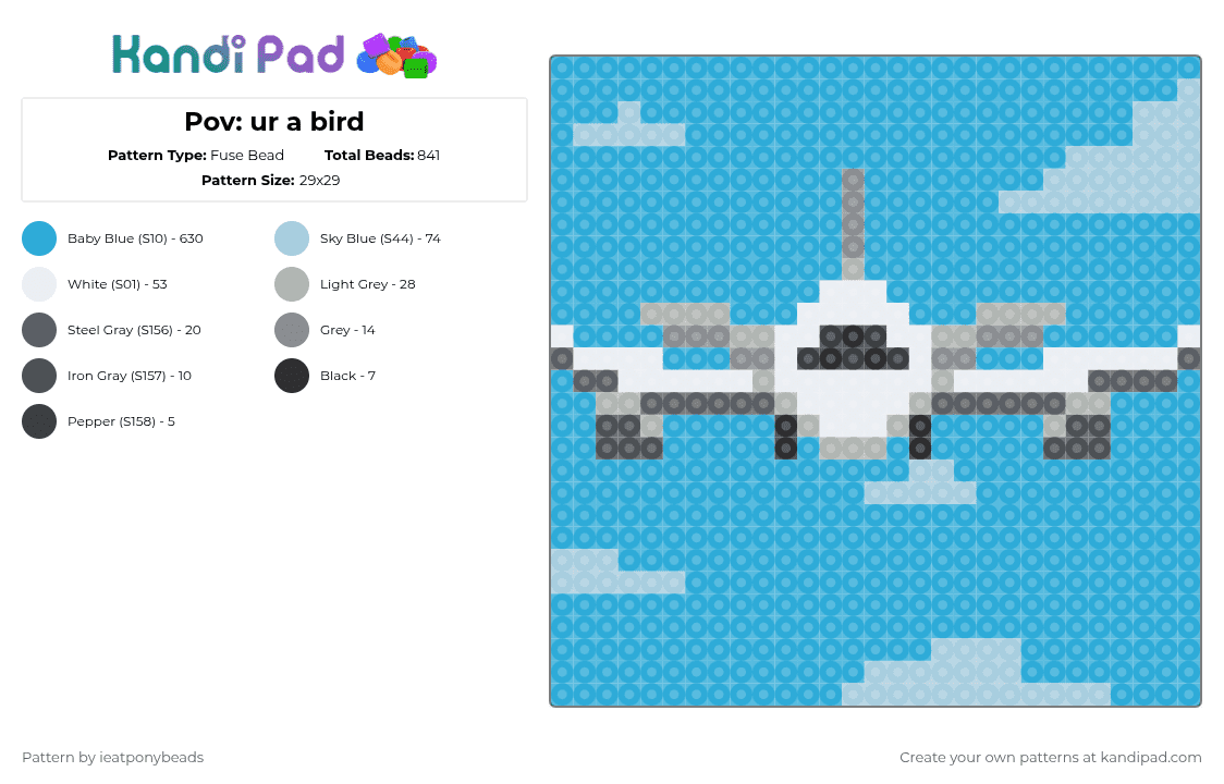 Pov: ur a bird - Fuse Bead Pattern by ieatponybeads on Kandi Pad - light blue,cotdairships