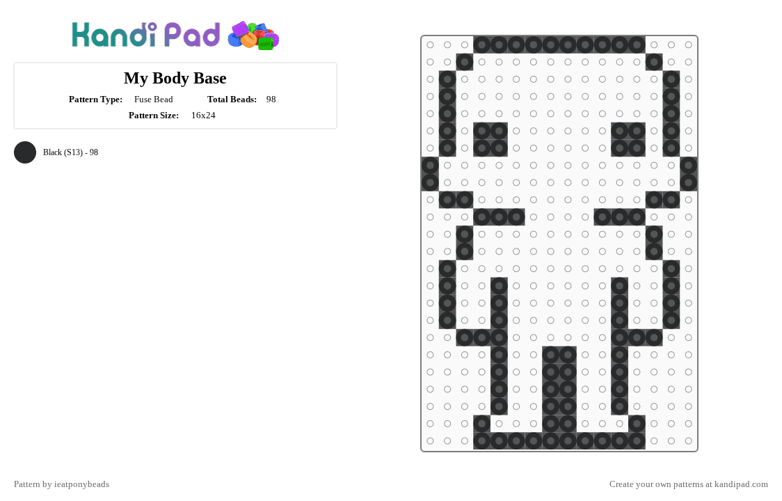 My Body Base - Fuse Bead Pattern by ieatponybeads on Kandi Pad - black