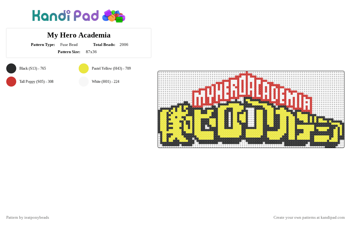 My Hero Academia - Fuse Bead Pattern by ieatponybeads on Kandi Pad - yellow,red,mha,my hero academia,bnha,boko no hero academia,deku,izuku midoryia,bakugo katsuki,anime